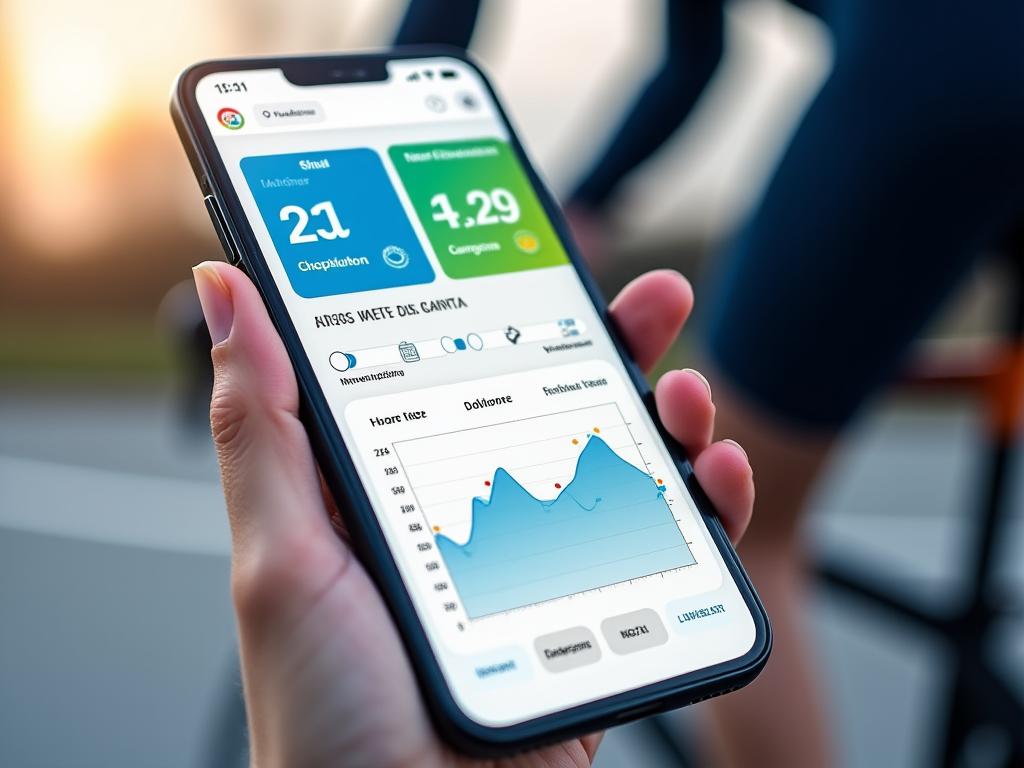 Radfahrer App mit Herzfrequenzzonen Analyse